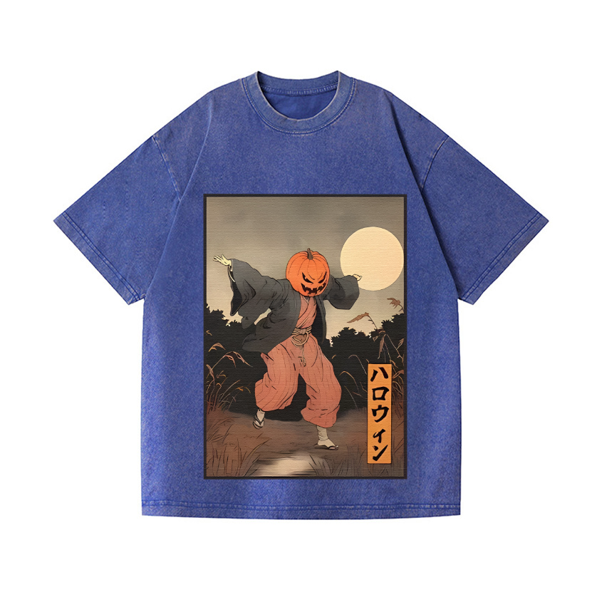 Kimono Pumpkin Person Vintage Wash Japanese Design T-Shirt