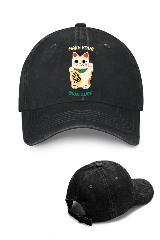 Lucky Cat Vintage Cotton Cap
