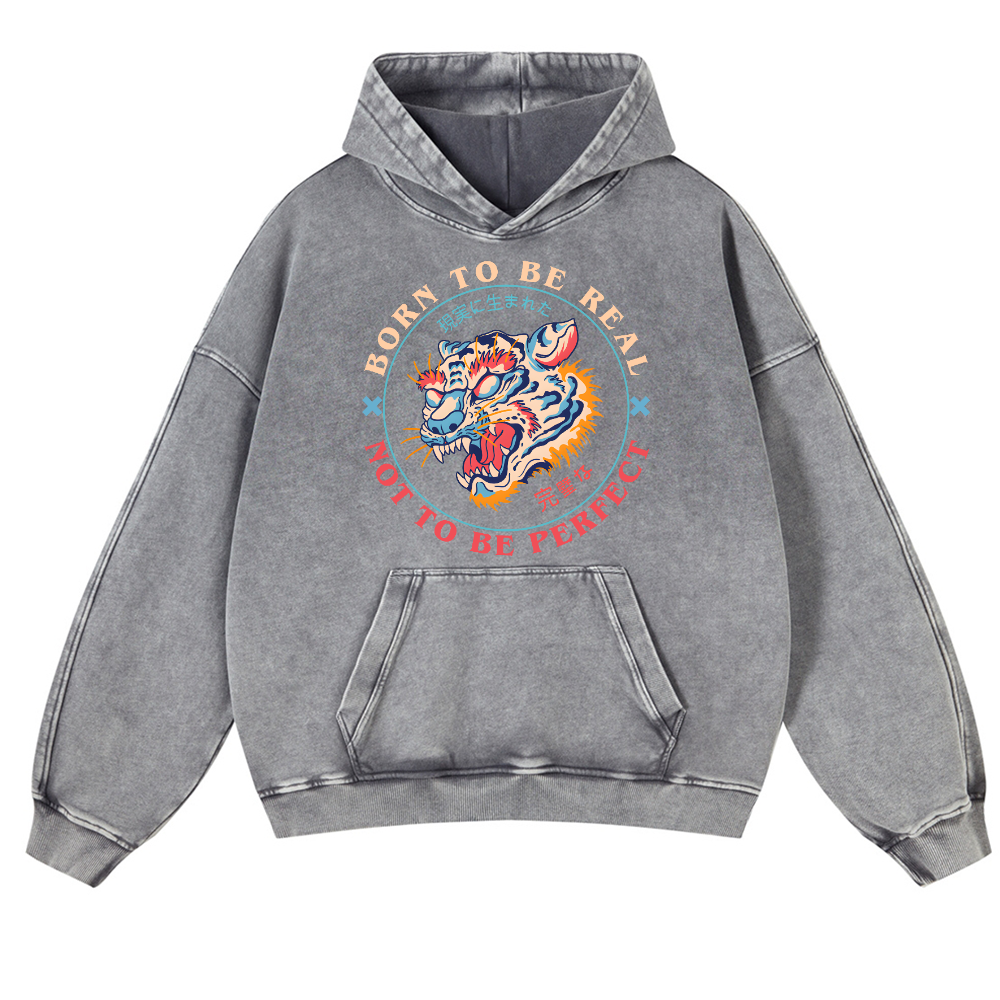 Tiger Vintage Washed Thick Cotton Hoodie