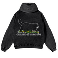 Black Cat Vintage Washed Cotton Back Art Hoodie
