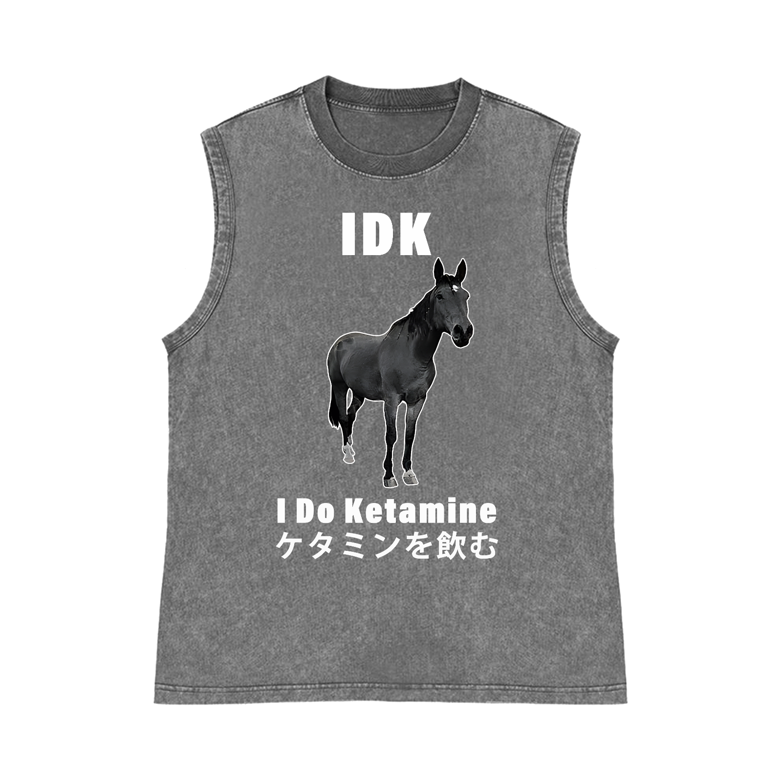 I Do Ketamine Horse Pure Cotton Wash-Dyed Sleeveless Tank Top