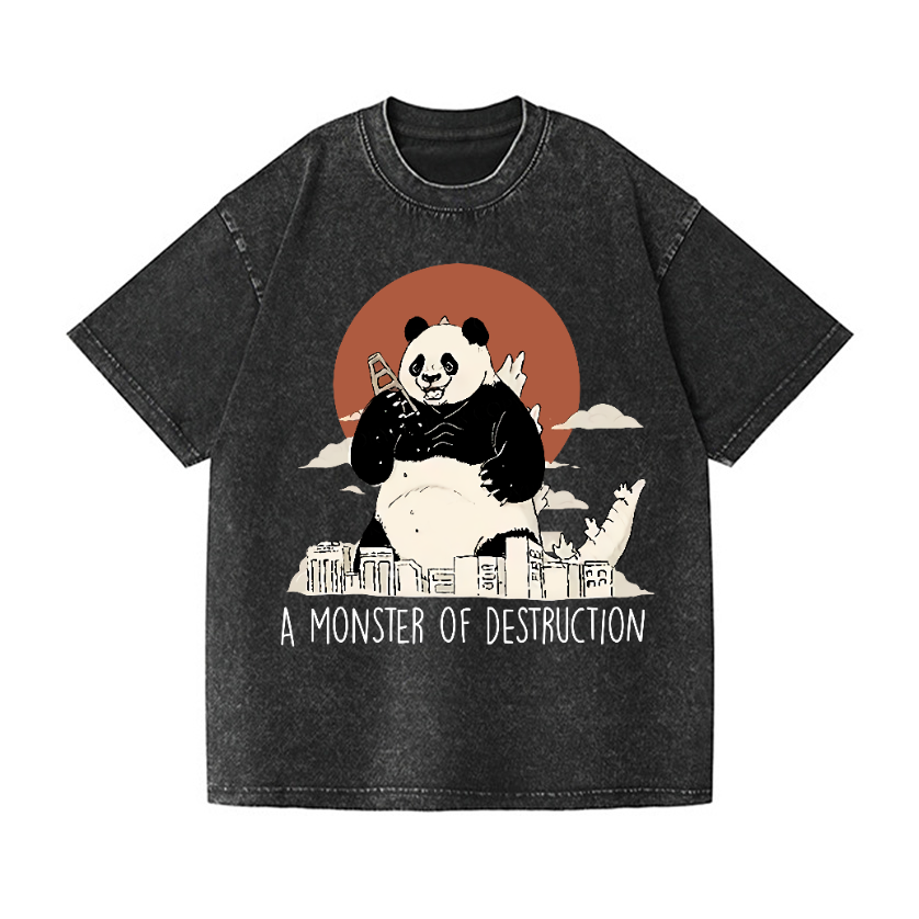 Panda Kaiju Vintage Wash Japanese Design T-Shirt
