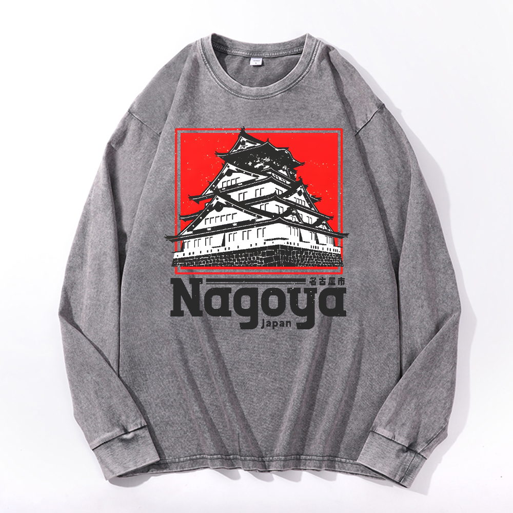 Nagoya Vintage Cotton Wash Crewneck Long-Sleeve T-Shirt