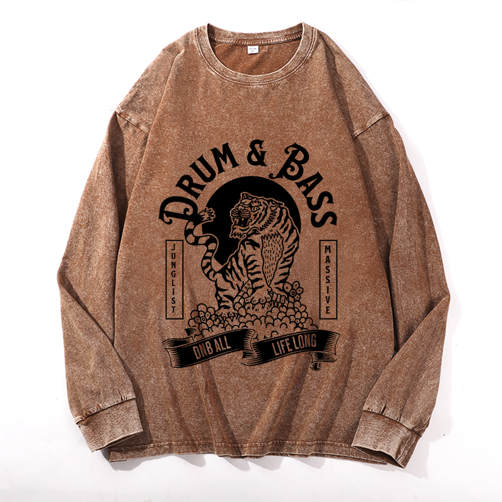 Vintage Cotton Wash Crewneck Long-Sleeve T-Shirt