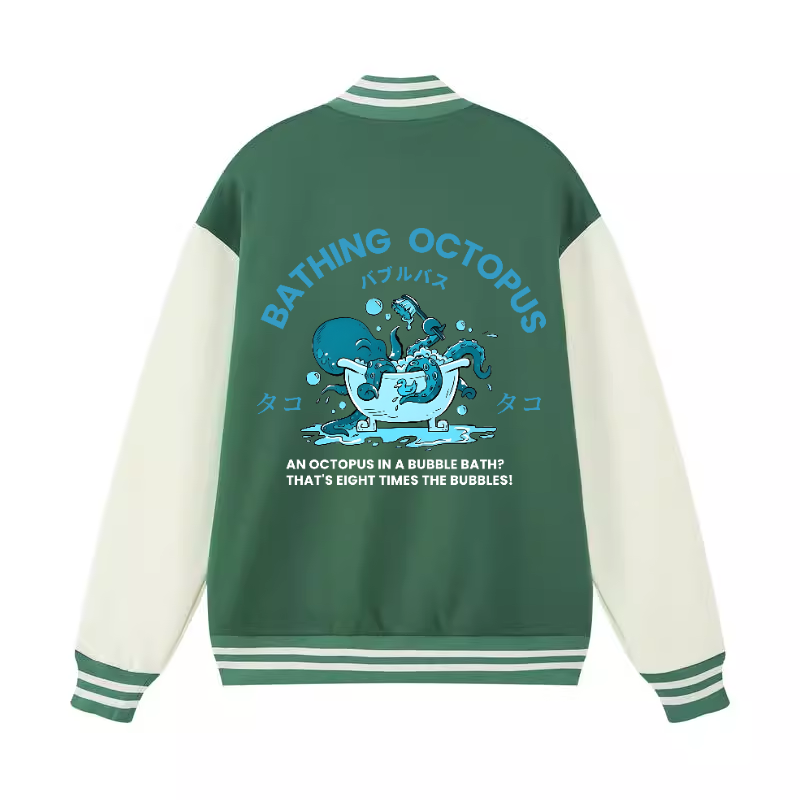 Bubble Bath Octopus Vintage Cotton Varsity Jacket