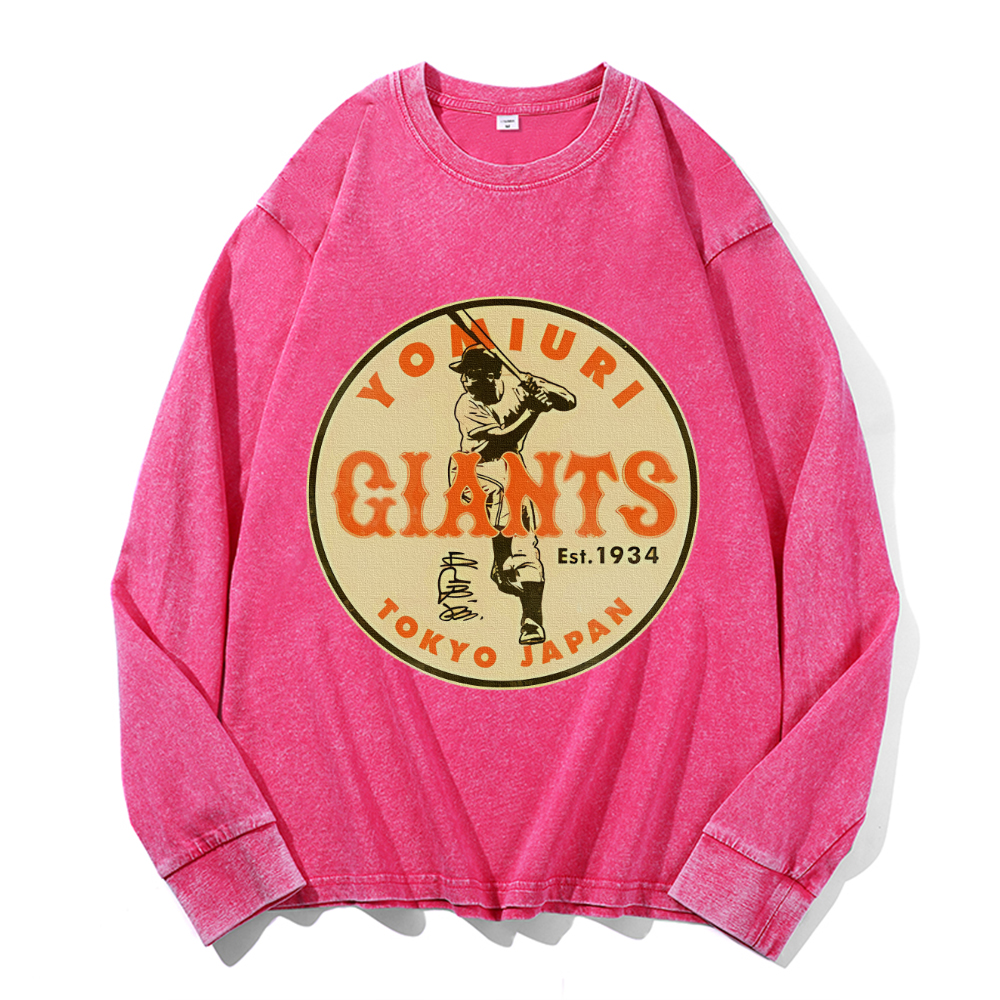 Vintage Cotton Wash Crewneck Long-Sleeve T-Shirt