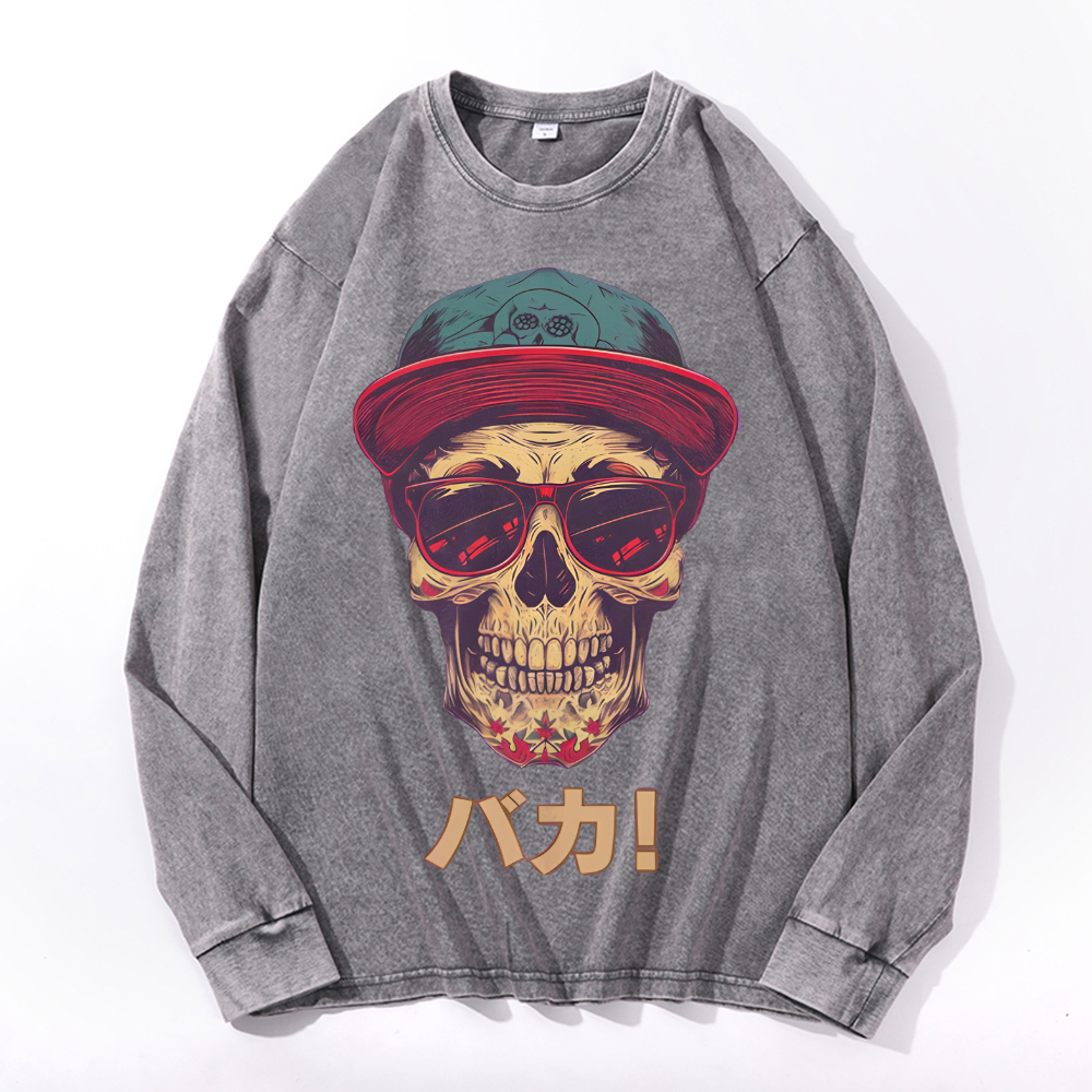 Vintage Cotton Wash Crewneck Long-Sleeve T-Shirt