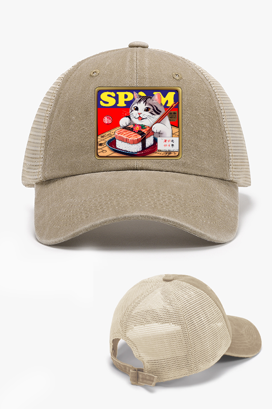 Spam SuShi Cat Vintage Cotton Breathable Hat