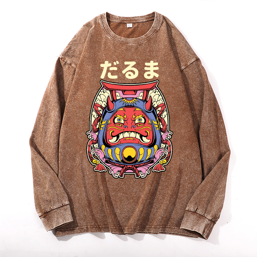 Okinawa Vintage Cotton Wash Crewneck Long-Sleeve T-Shirt