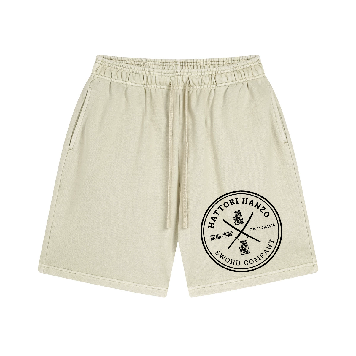 Hattori Hanzo Komainu Okinawa Sword Company Vintage Pure Thick Cotton Shorts