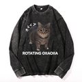 OIIA Cat Vintage Cotton Wash Long-sleeve T-shirt