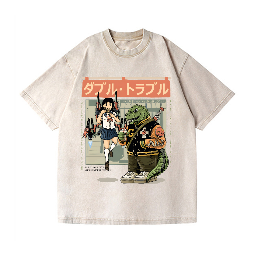 Kaiju Vintage Wash Japanese Design T-Shirt