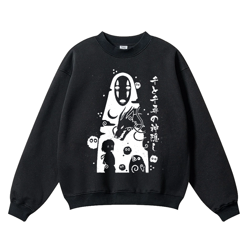 Ghibli No Face Kaonashi  Vintage Cotton Blend Crewneck Sweatshirt