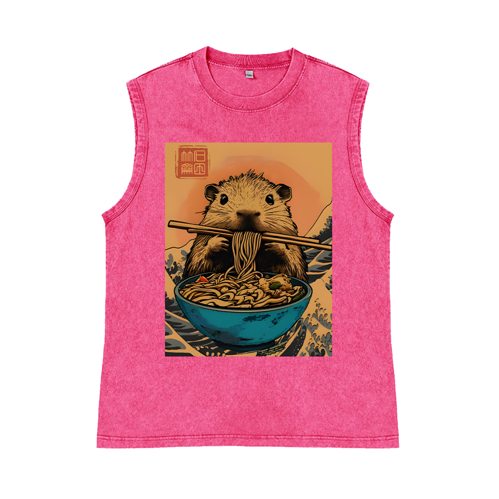 Ramen Pure Cotton Wash-Dyed Sleeveless Tank Top