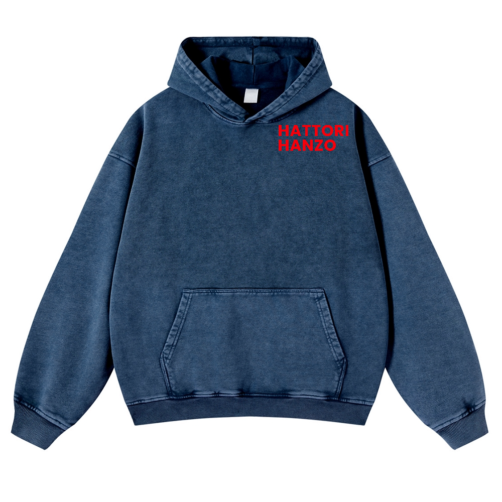 Okinawa  Hattori Hanzo Vintage Washed Cotton Back Art Hoodie
