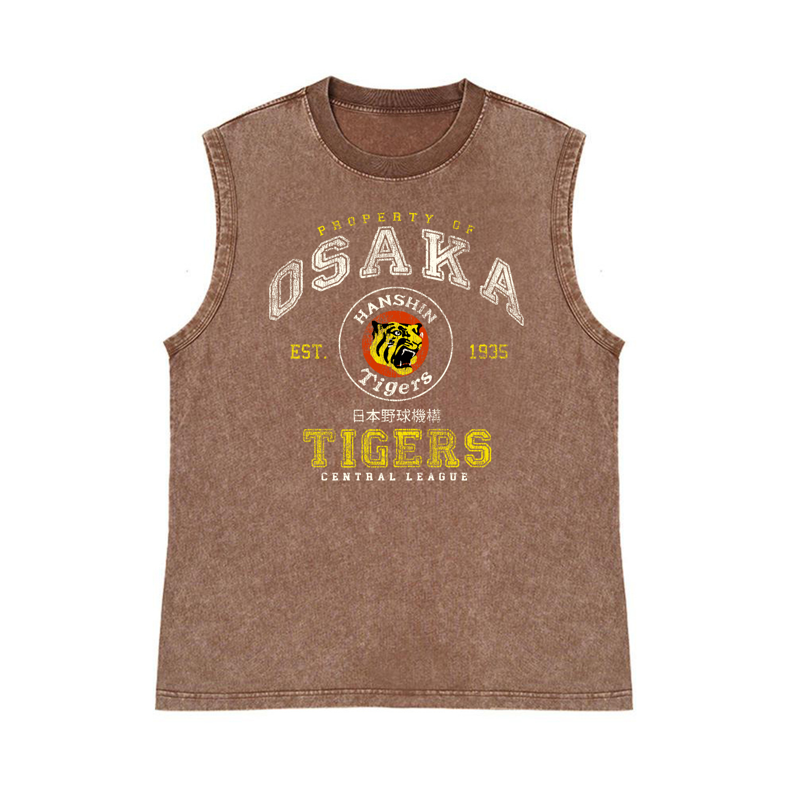Osaka Tigers Pure Cotton Wash-Dyed Sleeveless Tank Top