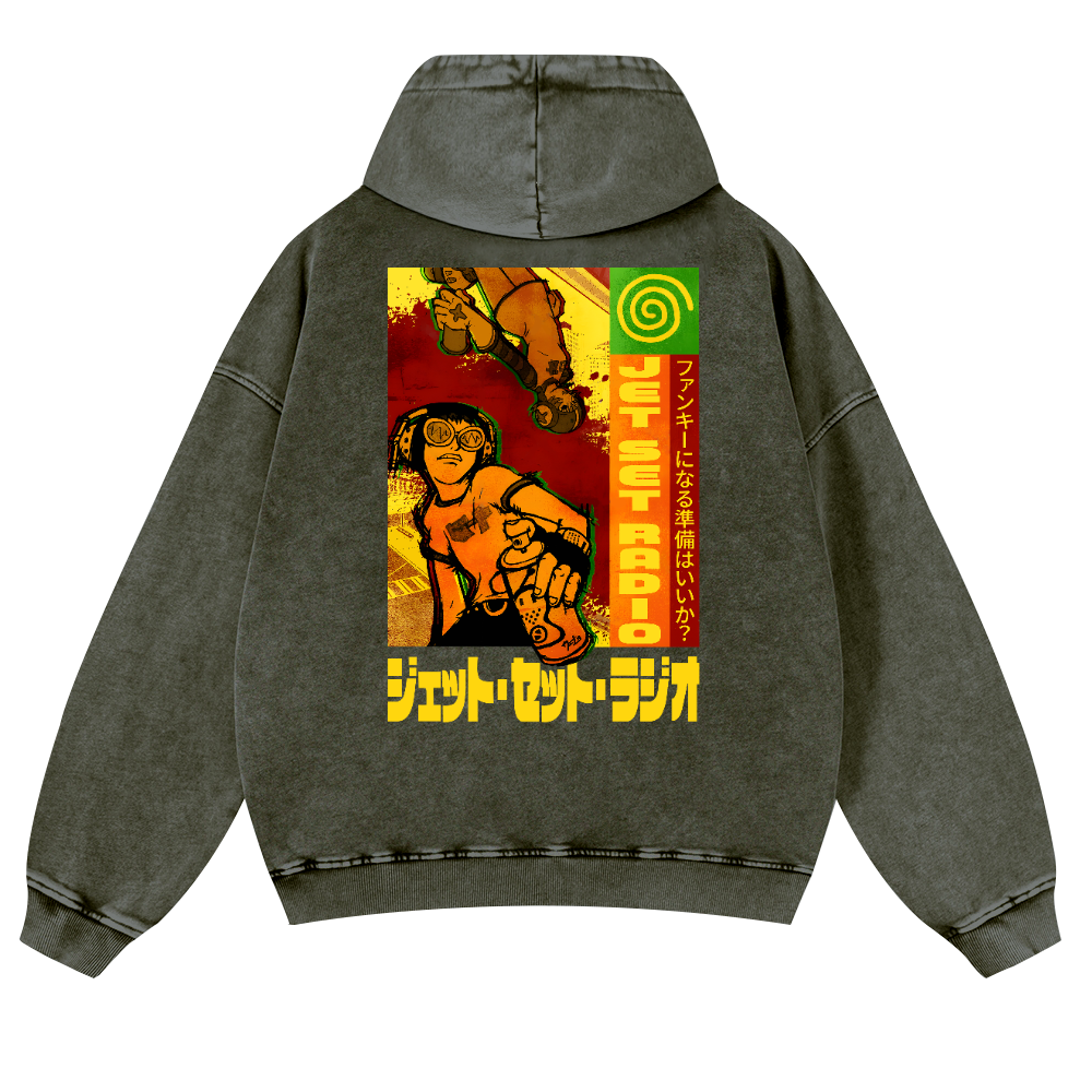 Jet Set Radio Vintage Washed Cotton Back Art Hoodie
