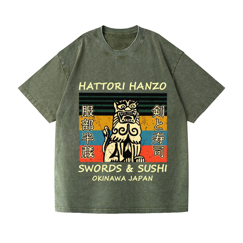 Hattori Hanzo Komainu Okinawa Japan Vintage Wash Japanese Design T-Shirt
