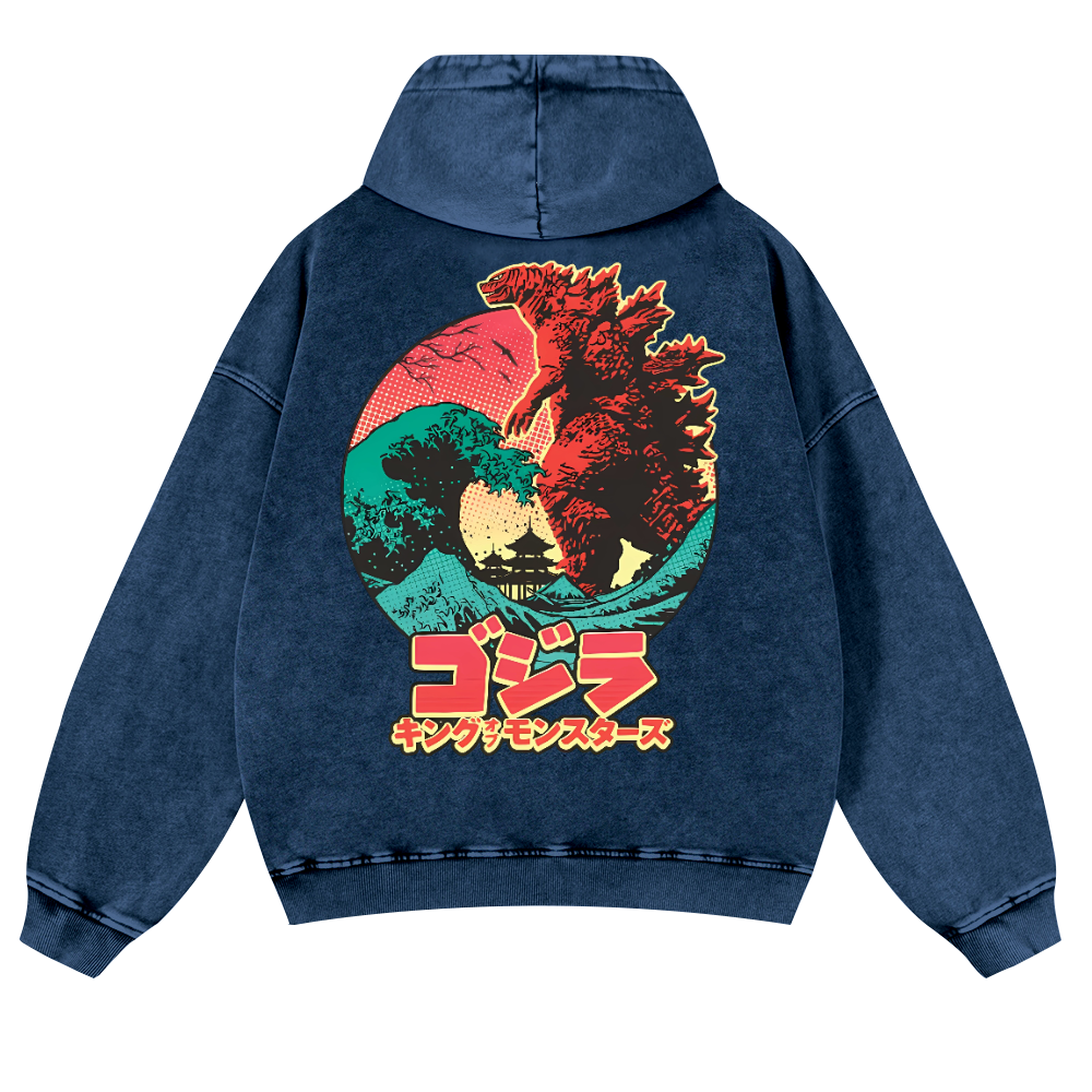Kaiju Vintage Washed Cotton Back Art Hoodie