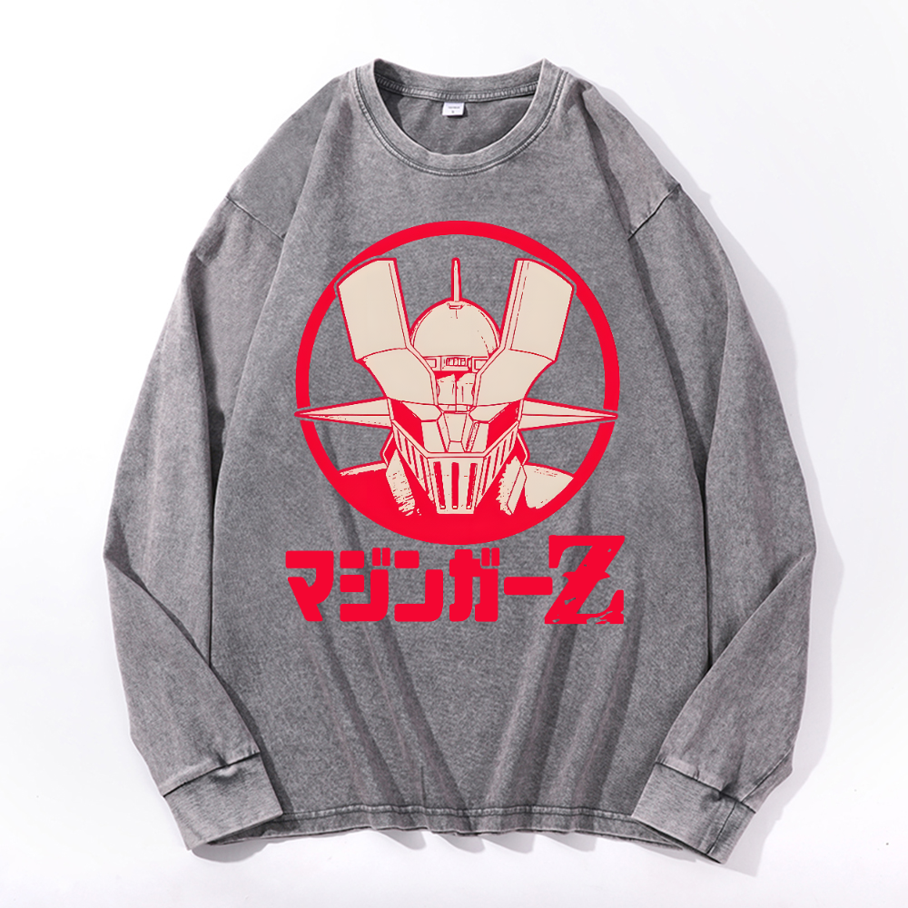 Mazinger Z Vintage Cotton Wash Long-sleeve T-shirt