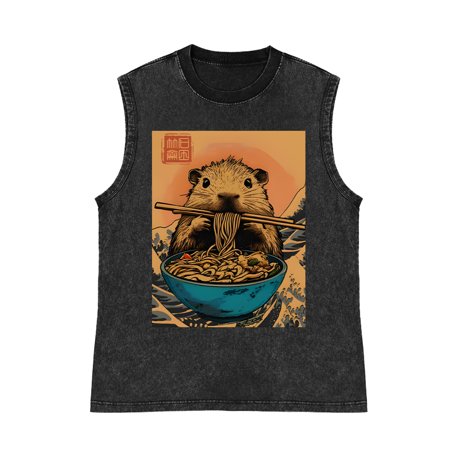 Ramen Pure Cotton Wash-Dyed Sleeveless Tank Top