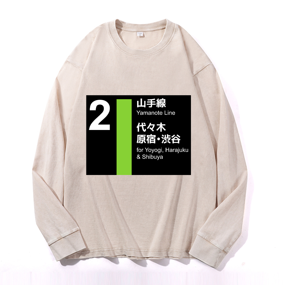 Vintage Cotton Wash Crewneck Long-Sleeve T-Shirt