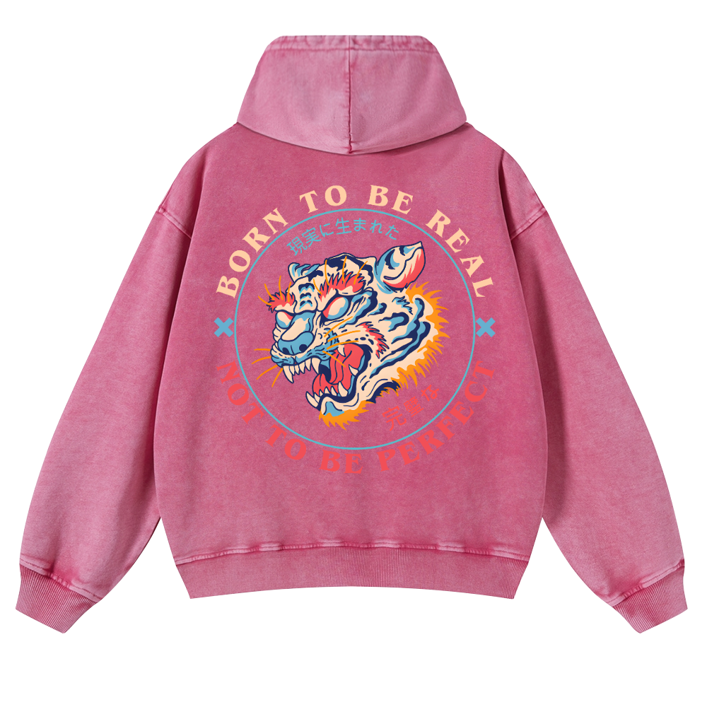 Tiger Vintage Washed Cotton Back Art Hoodie