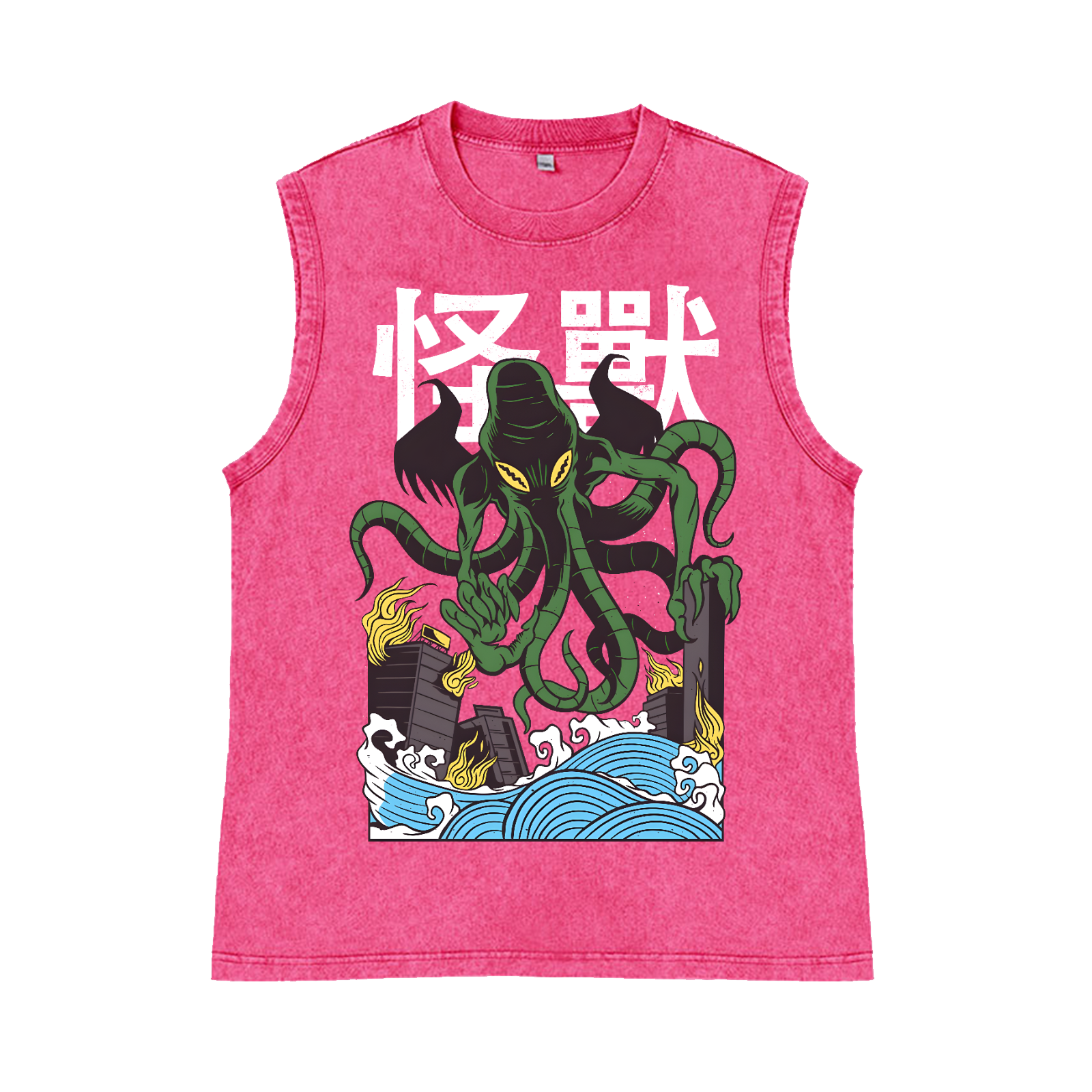 Monster Pure Cotton Wash-Dyed Sleeveless Tank Top