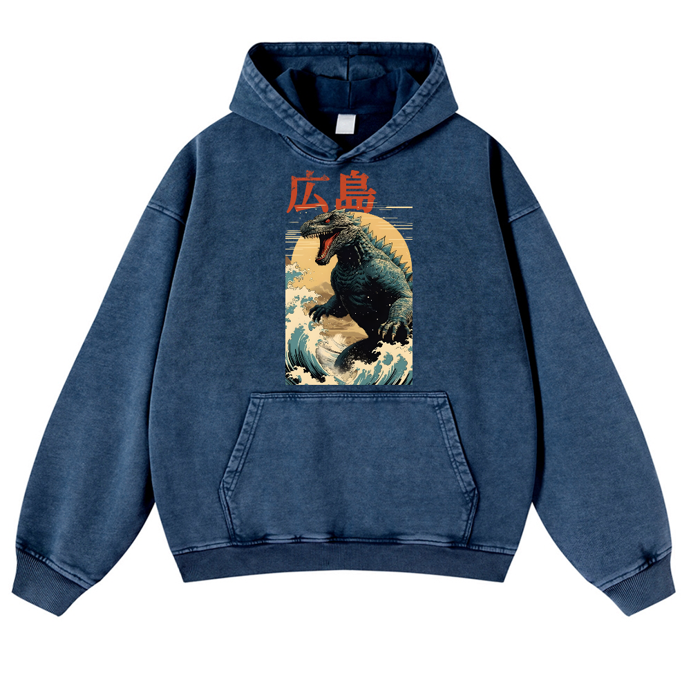 Hiroshima Kaiju Vintage Washed Thick Cotton Hoodie