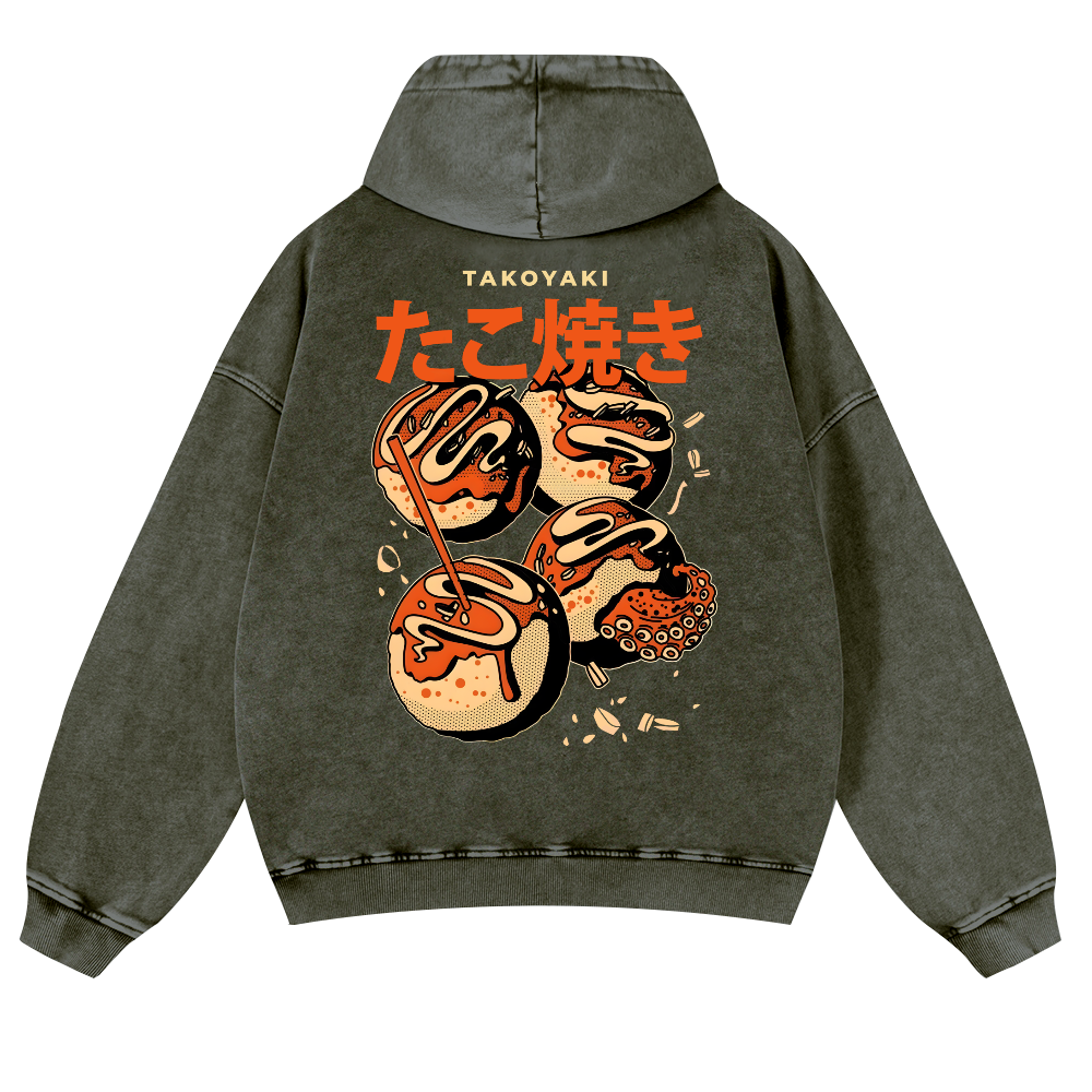 Takoyaki Vintage Washed Cotton Back Art Hoodie