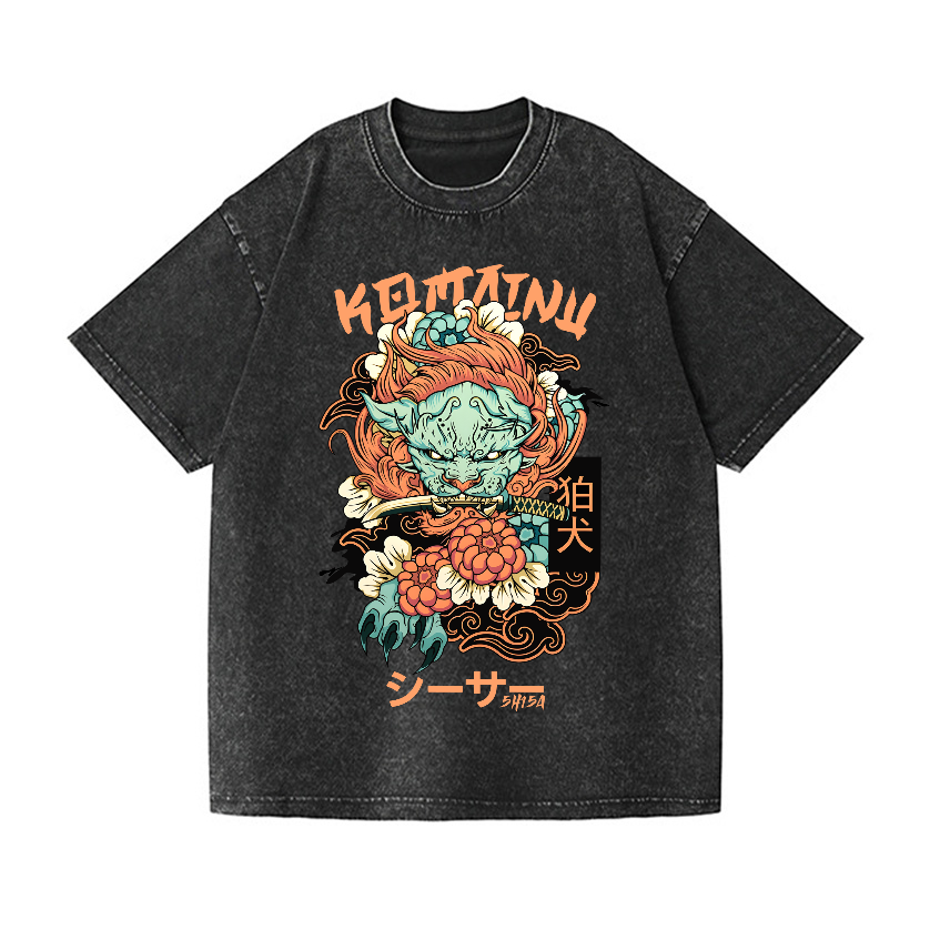 Komainu Vintage Wash Japanese Design T-Shirt