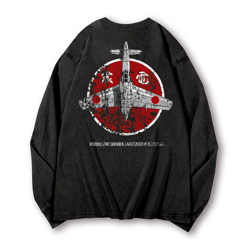 Shinden Fighter Alternate Vintage Washed Cotton Back Art Long-sleeve T-shirt