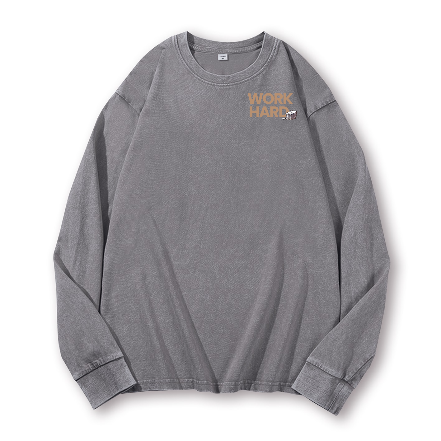 Cat Vintage Washed Cotton Back Art Long-sleeve T-shirt