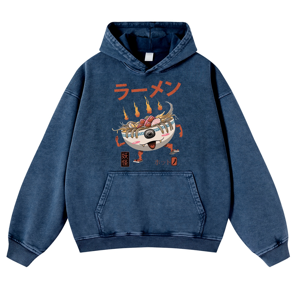 Ramen Monster Vintage Washed Thick Cotton Hoodie