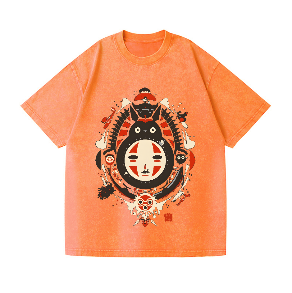 Ghibli Totoro No Face Kaonashi Vintage Wash Japanese Design T-Shirt