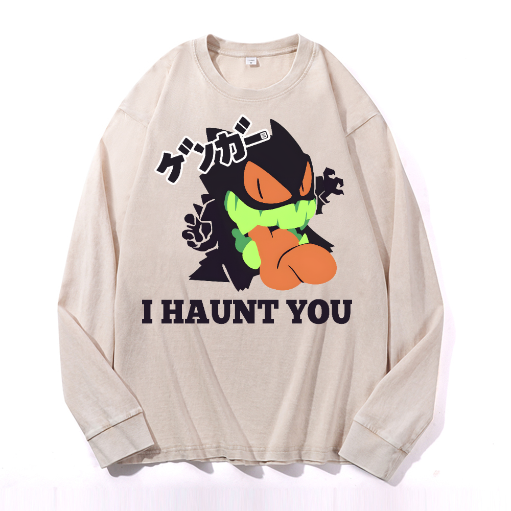 Gengar Vintage Cotton Wash Long-sleeve T-shirt