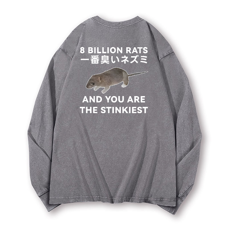 Rat Vintage Washed Cotton Back Art Long-sleeve T-shirt