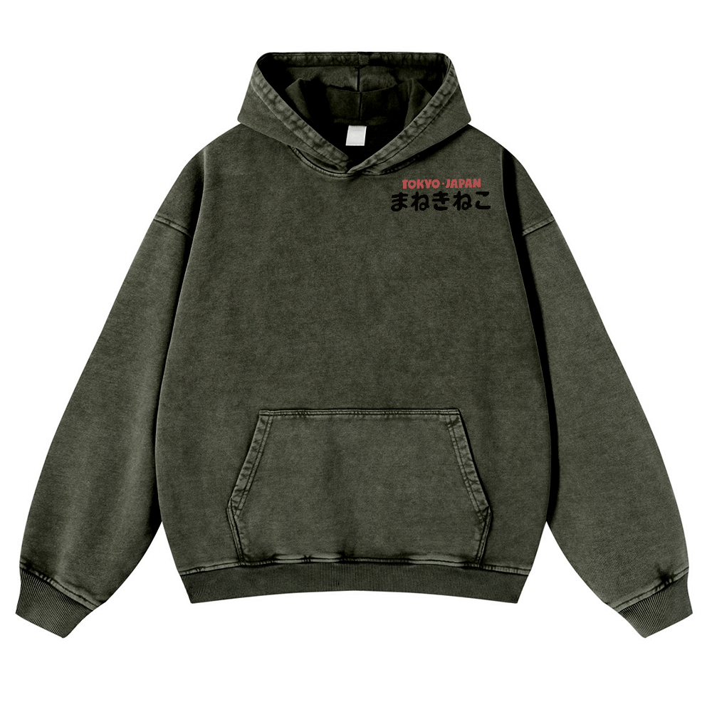 Kaiju Monster Tokyo Japan Vintage Washed Cotton Back Art Hoodie