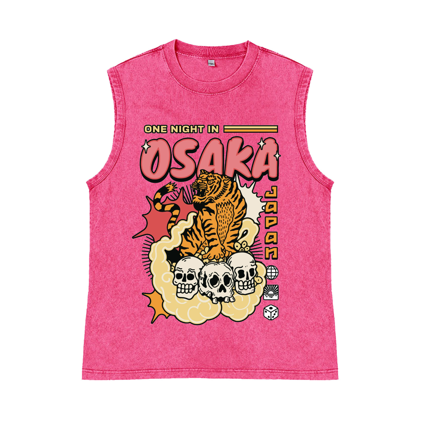 One Night in OSAKA Pure Cotton Wash-Dyed Sleeveless Tank Top