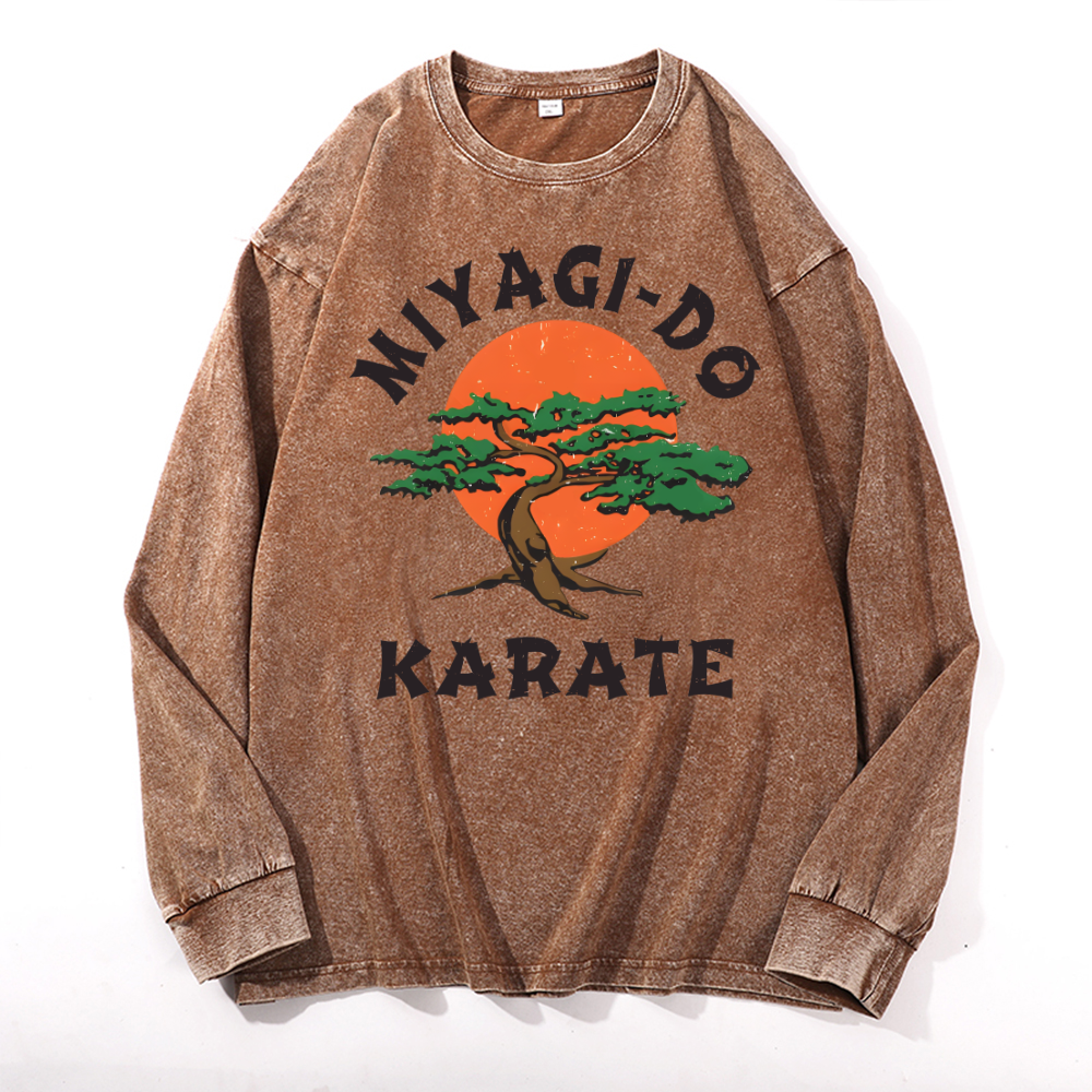 Miyagi-do Karate Vintage Cotton Wash Crewneck Long-Sleeve T-Shirt