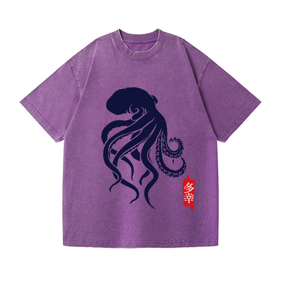 Octopus Vintage Wash Japanese Design T-Shirt