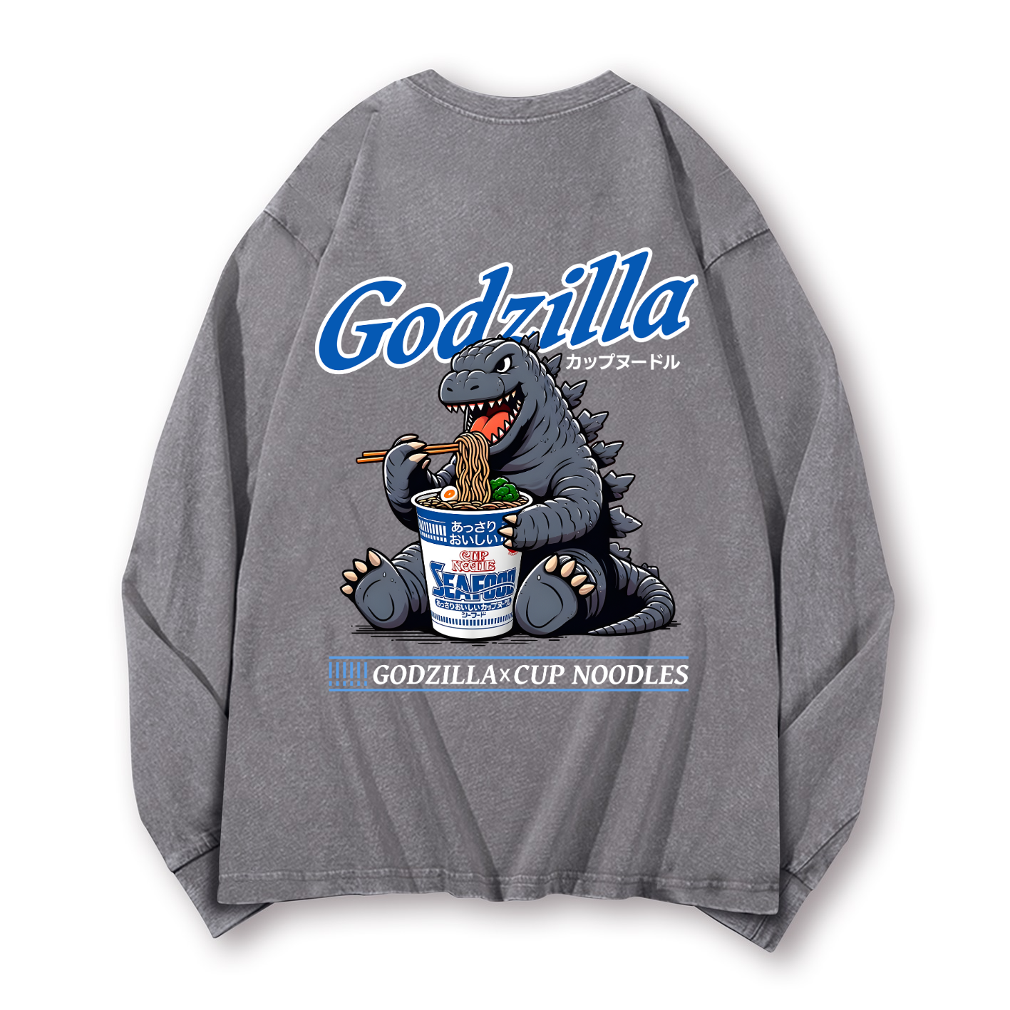 Cup Noodles Kaiju Vintage Washed Cotton Back Art Long-sleeve T-shirt