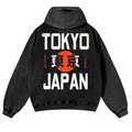 Tokyo Japan 1986 Vintage Washed Cotton Back Art Hoodie