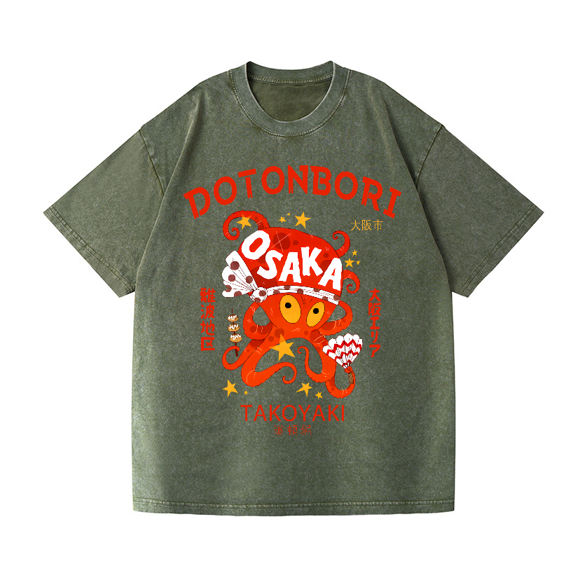Osaka Dotonbori Vintage Wash Japanese Design T-Shirt