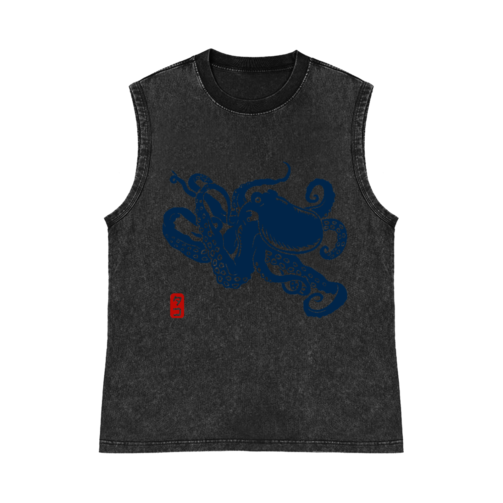 Octopus Pure Cotton Wash-Dyed Sleeveless Tank Top