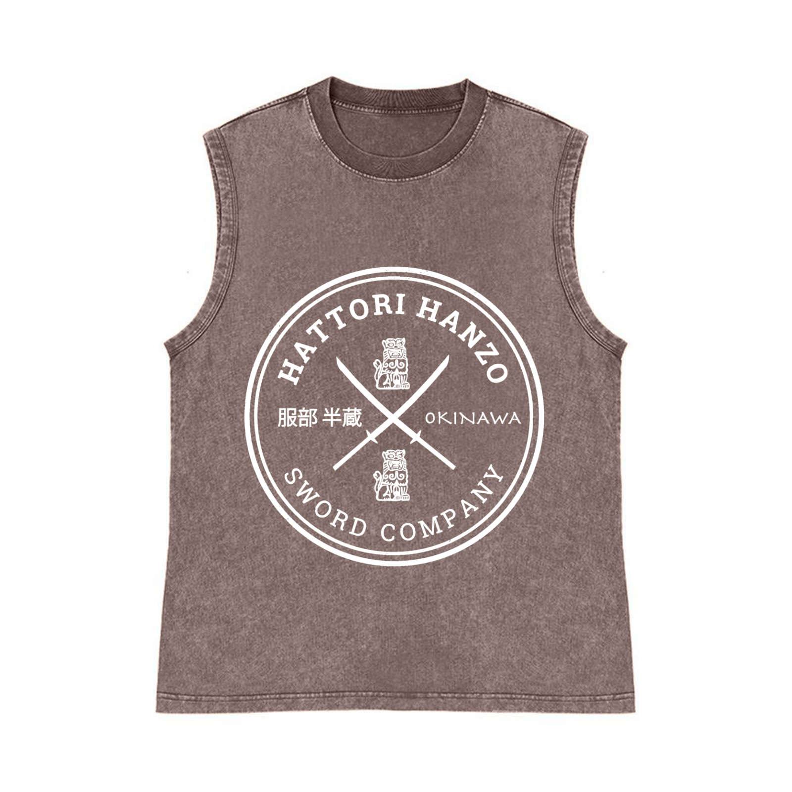 Hattori Hanzo Komainu Okinawa Sword Company Pure Cotton Wash-Dyed Sleeveless Tank Top