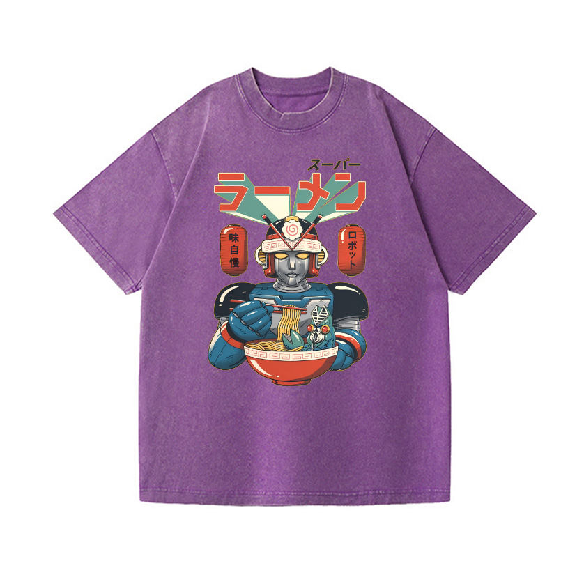Ramen Robot Vintage Wash Japanese Design T-Shirt
