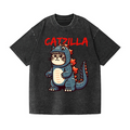 Catzilla Cat Kaiju Vintage Wash Japanese Design T-Shirt