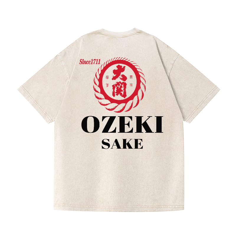 Ozeki Sake Vintage Wash Japanese Design Back Art T-Shirt
