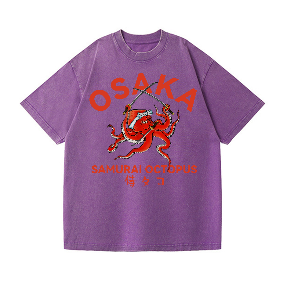 Samurai Octopus Vintage Wash Japanese Design T-Shirt